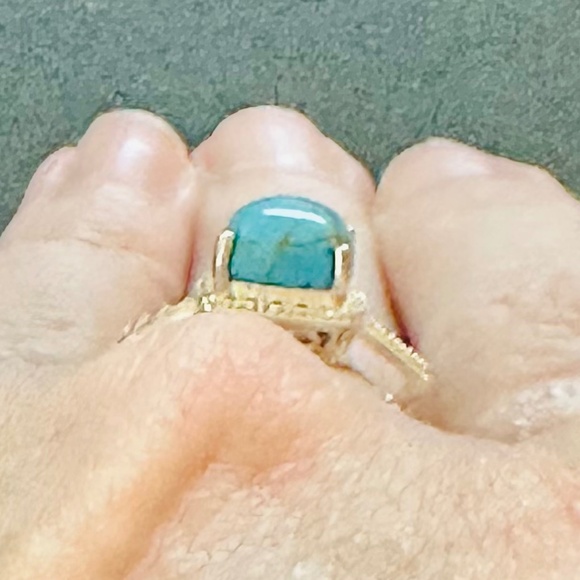 925 Sterling silver ring rectangular Mojave Blue Turquoise NWOT - Picture 7 of 15